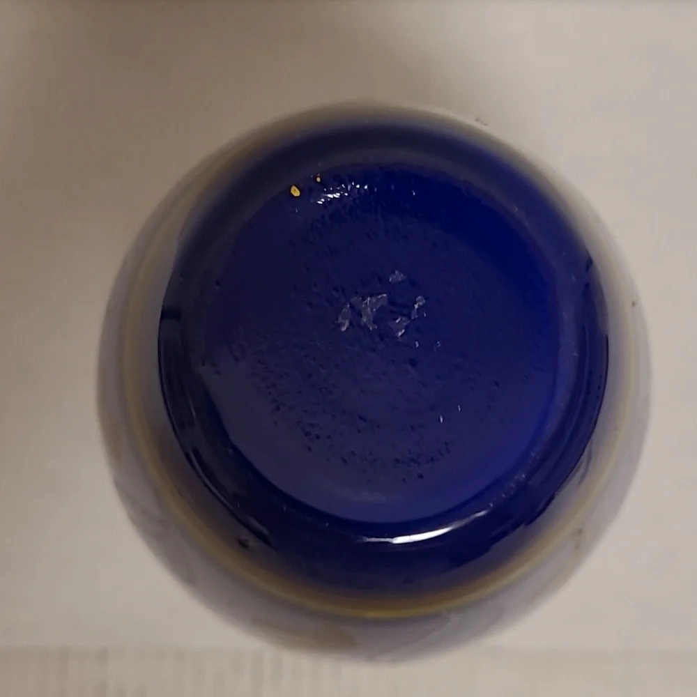 Vintage Colbalt Blue Handpainted Glass Vase
